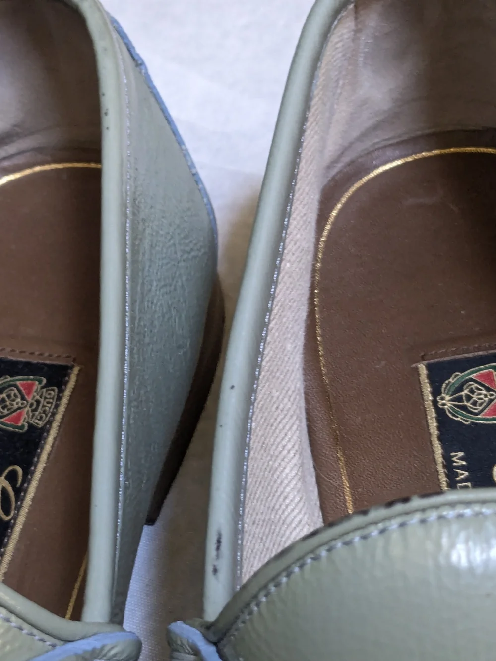 Gucci Men's Light Green Patent Leather Horsebit Loafers US 9